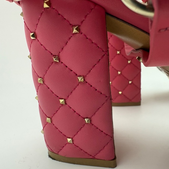 VALENTINO FREE ROCKSTUD SANDALS CHUNKY HEEL PINK SIZE 40.5 - Picture 4 of 7